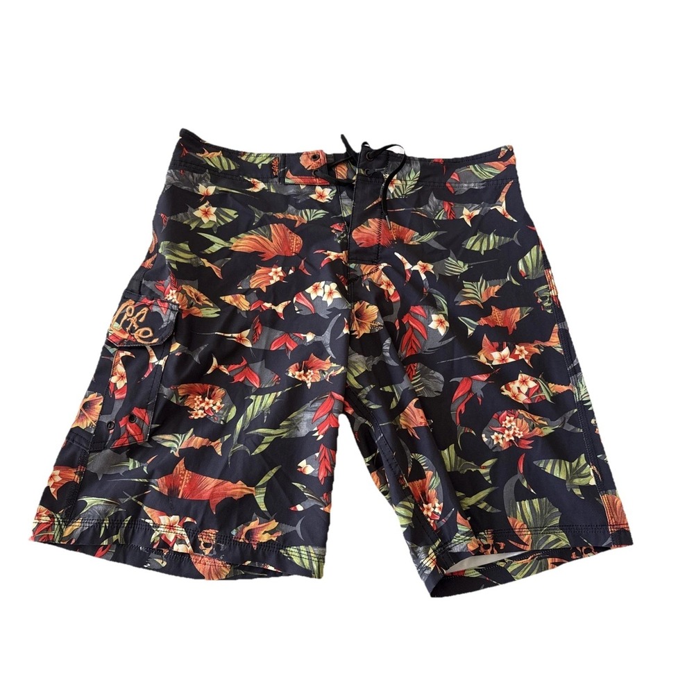 Salt Life SLX-QD Men's Size 34 Vapor Stretch Fish Ocean‎ Swim Board Shorts